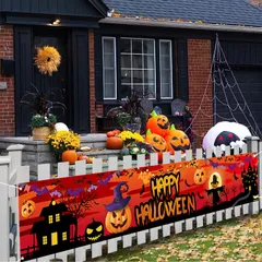 Lakymisy ハロウィン飾り 庭バナー 背景バナー 背景布 ハッピーハロウィン 魔女 蝙蝠 おばけかぼちゃん パーティーデコレーション 壁掛けカーペット パーティー 装飾布 庭 柵 花園 ハロウィン装飾用品