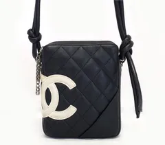 B5003◆超美品【シャネル】カンボンライン ミニショルダーバッグ◆シールあり スモールポシェット 斜め掛け ラムスキン ブラック