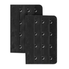 【在庫処分】ブラジャー延長ホック 調整ホック [uxcell] レディース 4段 3列 2枚組 ブラック