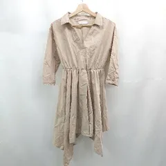 ◇ ⊂ セシルマクビー 大人エレガント系 長袖 ロング 無地カジュアルワンピース サイズM ベージュ系 レディース E  【1507080000092】