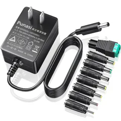 【特価セール】コネクタの極性：インナープラス(+) 出力プラグ5.5*2.1mm 汎用 12v 12v acアダプター acアダプター アウターマイナス(-) Punasi 変換8種セット PSE認証 dc12v ACアダプター 1a