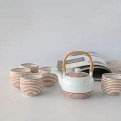 【送料無料】　白山陶器　急須　湯呑5客　森正洋　グッドデザイン賞受賞　ディスプレイ　撮影小物　小道具　日本製　時代物　年代物　アンティーク　古道具