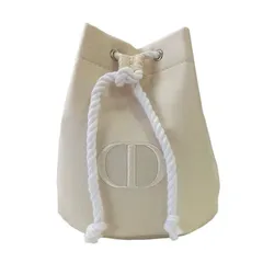 Dior／【ベージュ】ビッグドローストリング巾着コスメポーチ　ノベルティ　ディオール　プレステージ　アイボリー