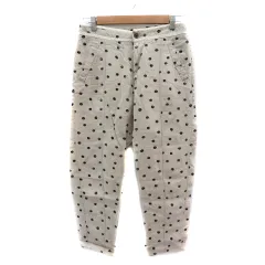 シュカ Shuca テーパードパンツ アンクル丈 麻 リネン ドット柄 M ベージュ /YK11