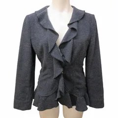 アルマーニ ジーンズ ARMANI JEANS ジャケット 1B ウール フリル 紺 ネイビー 40 約S相当 0520  ■GY26のサムネイル