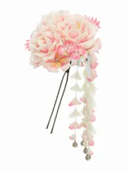 つまみかんざし 鈴付 髪飾り 振袖に 淡いピンク tk-561 