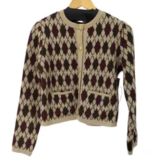 ザラ ZARA ARGYLE KNIT CARDIGAN レディース import：M 