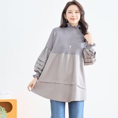 [TRUBE]【M〜L】ニットドッキングデザインプルオーバ(グレー