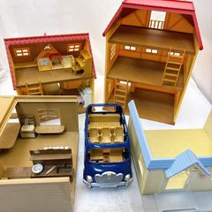 シルバニアファミリー 大きなお家 パン屋 病院 セット 家具付き ワゴン車付き Sylvanian Families ドールハウス ジオラマ まとめ売り