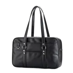 [Osteenii] スクールバッグ 合皮 スクバ 女子 高校生 学生 JK 制服 鞄 PU 大容量 通学 (ブラック) 0