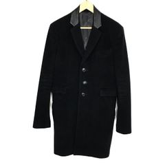 【倉吉店】DIET BUTCHER SLIM SKIN | ダイエットブッチャースリムスキン フェイクレザー切替チェスターコート ブラック 【96】