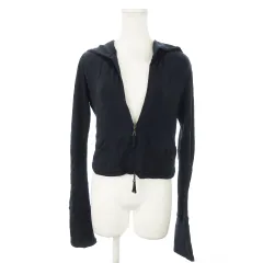 エフガール FguRL パーカー ダブルジップ 長袖 ショート丈 ストレッチ ワンポイント ロゴ刺繍 S 黒 ブラック /MN13 ■GY18