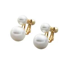 【ゴールド × イヤリング】[Cream dot. クリームドット公式] イヤリング レディース 金属アレルギー ニッケルフリー ネジ式 パール 艶 大きめ 2粒 オケージョン お呼ばれ 大人