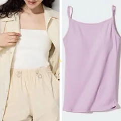 UNIQLO ユニクロ エアリズム キャミソール エアリズムコットンボートネックブラキャミソール ブラキャミソール パープル ラベンダー/エアリズムコットンブラチューブトップ ホワイト XS 2枚セット