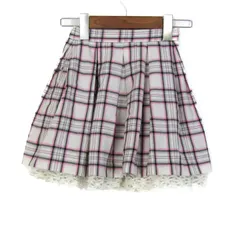 メゾピアノ フレアスカート チェック柄 レース ボトムス キッズ 女の子用 120サイズ ピンク×ホワイト×ブラック Mezzo Piano 【中古】