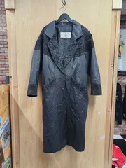 【US古着】WINLIT Rose long Leather Coat / ウィンリット 薔薇柄 肩パッド付き ロングレザーコート ブラック M