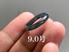 L12-143 氷種 高級感 黒翡翠 9.0号 天然グアテマラ産 A貨 本翡翠 くりぬき リング