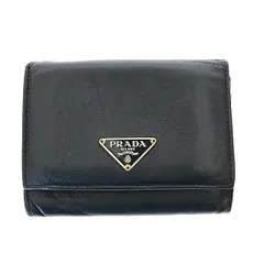 プラダ PRADA SAFFIANO GOLD サフィアーノ ゴールド レザー コインケース カードケース 二つ折り ミニ ウォレット 財布 1M0842 黒 ブラック ブランド古着ベクトル 中古☆AA★●▲■250319