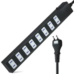 SAYBOUR 電源タップ マグネット 強力 適格請求書発行可 8個口 雷サージ付 ホコリシャッター付 延長コード 一括スイッチ PSE済 (1m, ブラック) 1