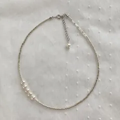 淡水パールとシルバービーズのネックレス・チョーカー