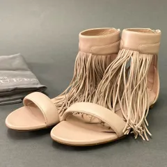 2a6 《極美品》 Alexander McQueen アレキサンダーマックイーン レザーフリンジサンダル 36 ピンク Leather イタリア製 シューズ 靴 保存袋付きのサムネイル
