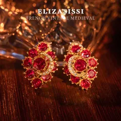 イヤリング クリップイヤリング 中世風 ヴィンテージ  ゴールドメッキ ファッション ムーンデザイン インレイ ラインストーンYUA422