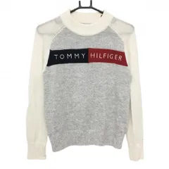 【超美品】トミーヒルフィガーゴルフ ハイネックセーター 杢グレー系×アイボリー×レッド レディース M ゴルフウェア Tommy Hilfiger Golf