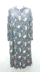 ◇ GLOBAL WORK グローバルワーク レーヨン100% 花柄 綺麗め 長袖 ロング ワンピース サイズF ネイビー レディース E  【1309250017837】