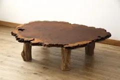 ★事前問合せ必須★ 座卓 和製ビンテージ 花梨 カリン材 貴重 鳥眼杢 木肌 ローテーブル ヴィンテージ リペア+発送まで3週間前後 R-059262