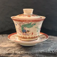 中国茶器 七承堂可懸停山居払雲図三才蓋碗 茶杯 茶碗 煎茶道具 新品未使用 中国茶器 七承堂可懸停山居払雲図三才蓋碗 茶杯 茶碗 煎茶道具
