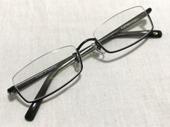 訳あり キズあり　メガネフレーム 度無し スクエア アンダーリム メタル グリーン K125