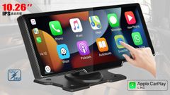 INTENAVI 10.26インチ大画面CarPlay /Android Auto対応 フロント車載モニター ミラーリング機能 動画再生 リアカメラー付き IPS液晶 ナビ 12/24V 対応