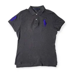 90s 00s RALPH LAUREN ラルフ ローレン ナンバリング ビッグポニー 鹿の子 半袖 ポロシャツ 5f/グレー レディース オールド