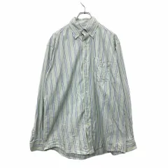 TOMMY HILFIGER 長袖シャツ M トミーヒルフィガー 胸ポケット ストライプ ボタンダウン ライトグリーン 古着卸 アメリカ仕入 t2408-4034