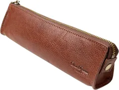 【新着商品】革 レザー イタリアンレザー おしゃれ スムーズな スリム ファスナー 本革 小さい 筆箱 万年筆 ペンケース ペン Teporna] 文房具 [Dom ダークブラウン