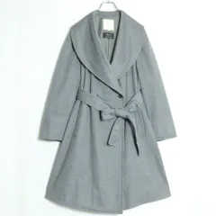 自由区★大人上品♪ロングコート ライトグレー系 大きいサイズ44 あったかウール混♪冬物 z15770