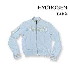 HYDROGEN ハイドロゲン オープンファスナー フルジップ トレーナー ジャケット 長袖 リブネック ロゴ刺繍 ライトブルー size S レディース イタ