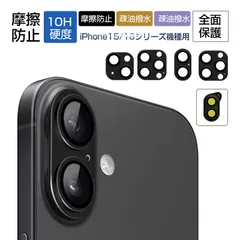 iPhone16/15シリーズ機種用 カメラカバー 全面保護 レンズフィルム 薄型 硬度10H 保護フィルム 傷防止 指紋防止 一体感抜群 高透過率 耐衝撃 スクラッチ防止 気泡ゼロ PMMA枠 高透明度 簡単装着【iPhone16/16plus/16pro】