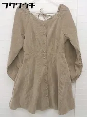◇ one after another NICE CLAUP オフショル コーデュロイ 長袖 膝丈 ワンピース サイズF ブラウン レディース 【中古】 【1105120011406】