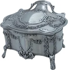 ルナリ アンティーク ジュエリーボックス ローズ 宝石箱 蓋付 小物入れ ヴィンテージ インテリア 収納ボックス( シルバー)