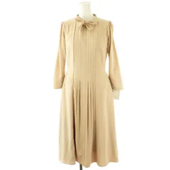 セルフォード CELFORD ボウタイプリーツワンピース ロング 36 ライトベージュ /DF ■OS