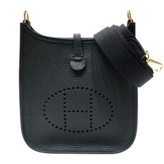エルメス HERMES エヴリンTPM W刻 ブラック×SV金具 トリヨン ユニセックス ショルダーバッグ