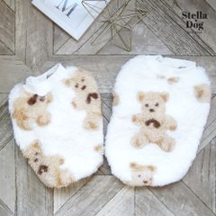 【閉店セール全品半額】ふわふわくまトップス　ボア　暖かい　ホワイト　犬服　ドッグウェア　秋冬