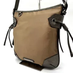 ✨良品✨ BURBERRY バーバリー ショルダーバッグ トートバッグ ロゴ型押し シルバー金具 総柄 肩掛け 斜め掛け ナイロン レザー レディース ブラウン ブロンズ 茶色
