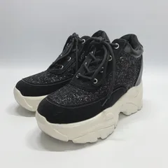 美品〇 ESPERANZA エスペランサ グリッター 厚底 インヒール スニーカー ブラック S 22 22.5 相当 黒 ラメ