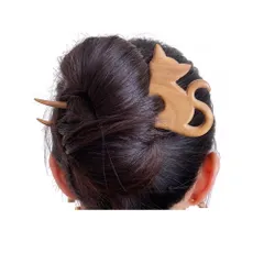 【数量限定】髪飾り かざり 和装小物 着物 普段使い 浴衣 ヘアアクセサリー ヘアーかんざし 一本簪 (ネコ/桃の木) 手作り 天然木 かんざし
