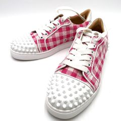 【K717】Christian Louboutin/(クリスチャンルブタン)/ローカットスニーカー/サイズ36/3210975/ピンク/チェック/スタッズ