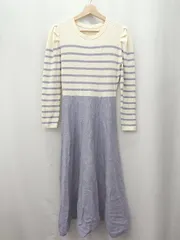 ◇ ⊇ SAISON DE PAPILLONセゾン ド パピヨン 長袖 ロング 丸首ニット ワンピース サイズM ベージュ系 レディース E  【1506130006640】