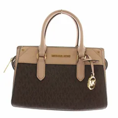 マイケルコース MICHAEL KORS MIRREN サッチェル スモール ハンドバッグ ショルダー 2WAY レザー シグネチャー 総柄 ロゴ ゴールド金具 茶色 ブラウン ピンク 35H1G9MS2B /XZ ■GY18