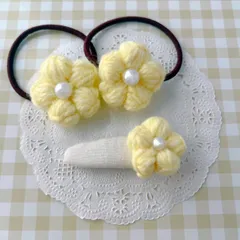 お花のヘアゴム＆パッチンピン レモンイエロー 《3個セット》 ラプティフルール キッズ キッズヘアアクセサリー キッズピン ヘアゴム キッズヘアゴム ヘアアクセサリー ヘアアクセ 結婚式 入学式 卒業式 発表会 パッチンピン ぱっちんピン スリーピン